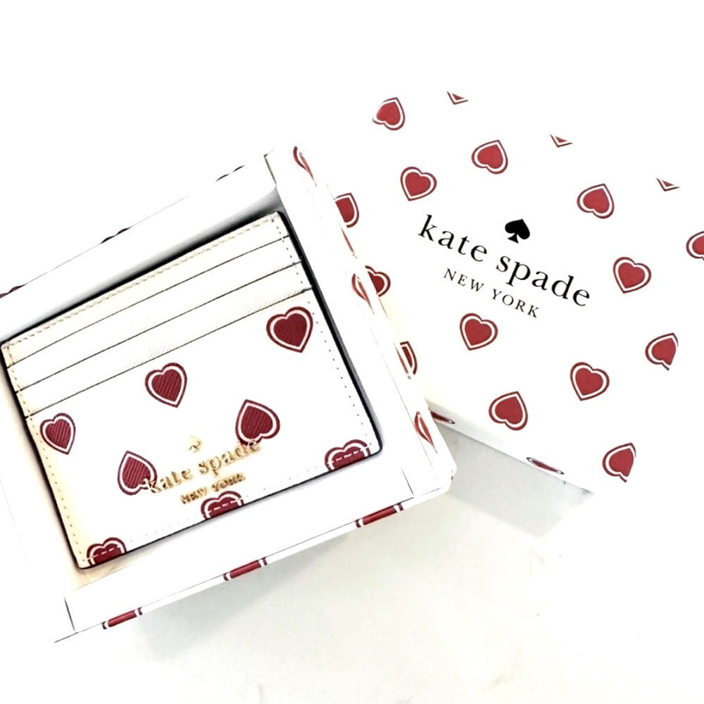 New Kate Spade Madison Heartfelt Boxed Small Slim Card Holder
